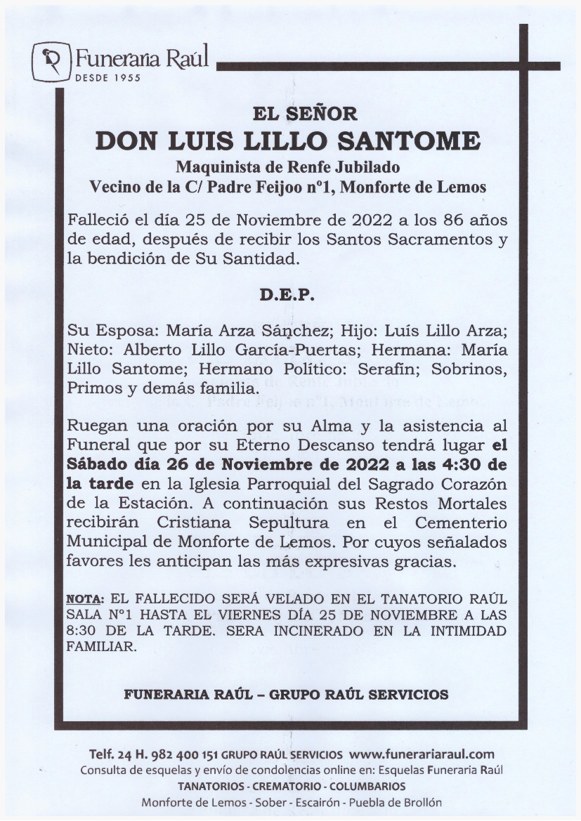 EL SEÑOR DON LUIS LILLO SANTOME