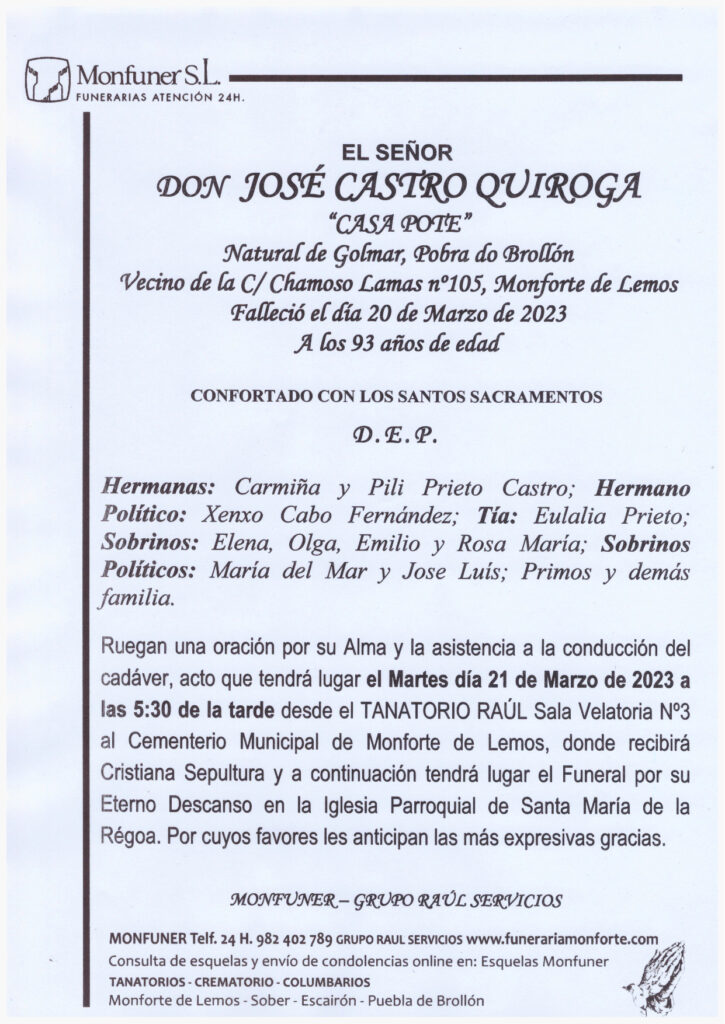 EL SEÑOR DON JOSE CASTRO QUIROGA