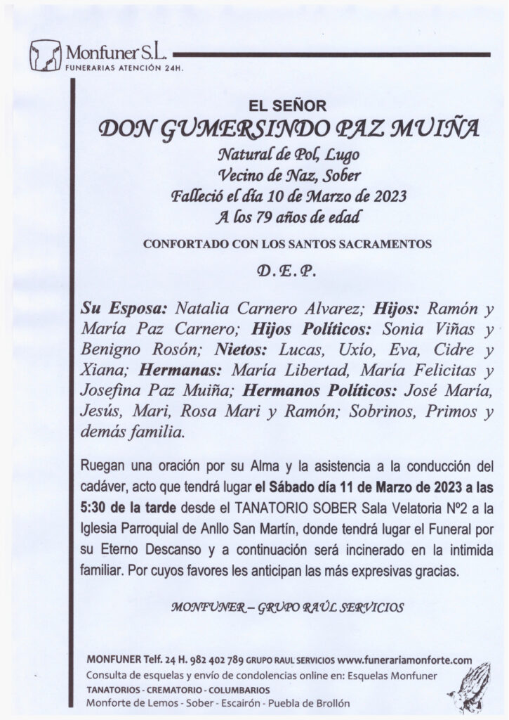 EL SEÑOR DON GUMERSINDO PAZ MUIÑA