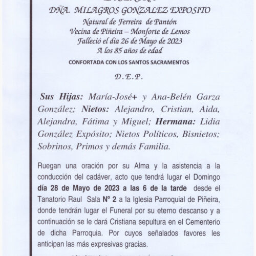 LA SEÑORA DOÑA MILAGROS GONZALEZ EXPOSITO