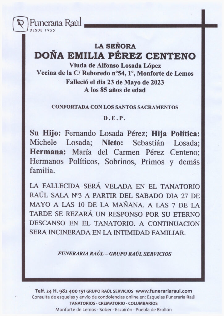 LA SEÑORA DOÑA EMILIA PEREZ CENTENO