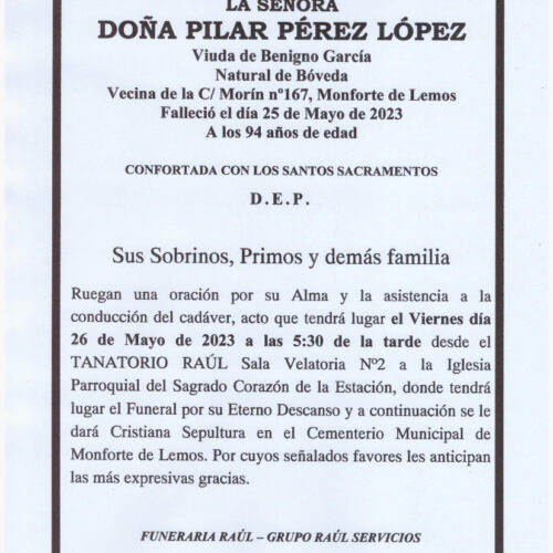 LA SEÑORA DOÑA PILAR PEREZ LOPEZ