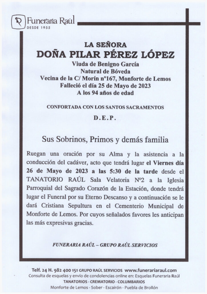 LA SEÑORA DOÑA PILAR PEREZ LOPEZ