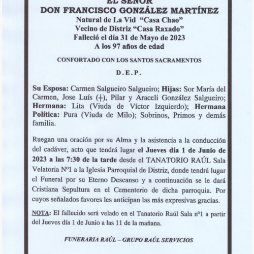 EL SEÑOR DON FRANCISCO GONZALEZ MARTINEZ