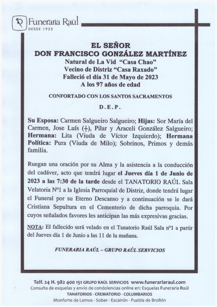 EL SEÑOR DON FRANCISCO GONZALEZ MARTINEZ
