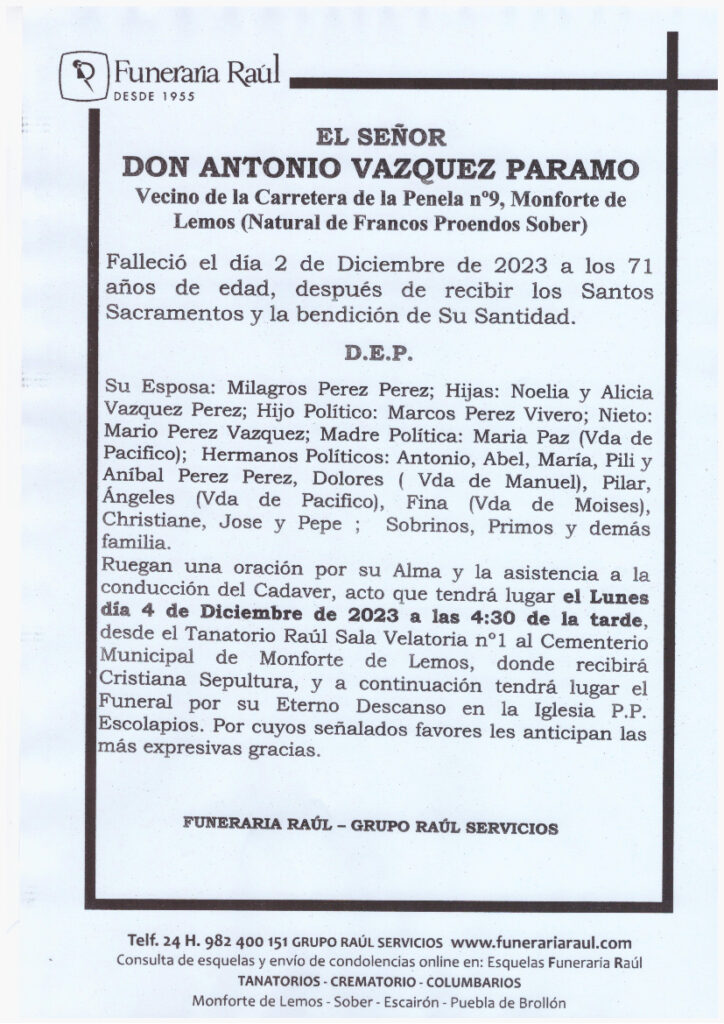 EL SEÑOR DON ANTONIO VAZQUEZ PARAMO