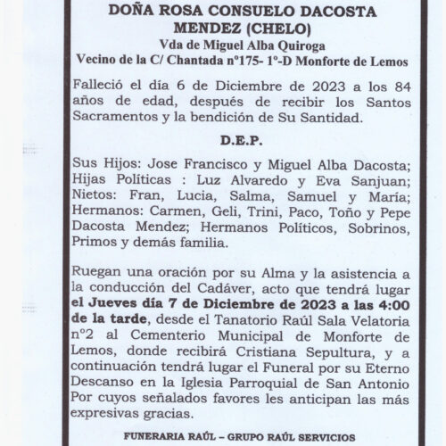 DOÑA ROSA CONSUELO DACOSTA MENDEZ