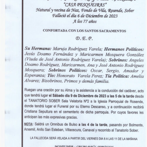 LA SEÑORA DOÑA FINA RODRIGUEZ VARELA