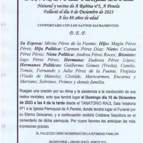 EL SEÑOR DON MANUEL PEREZ LOPEZ