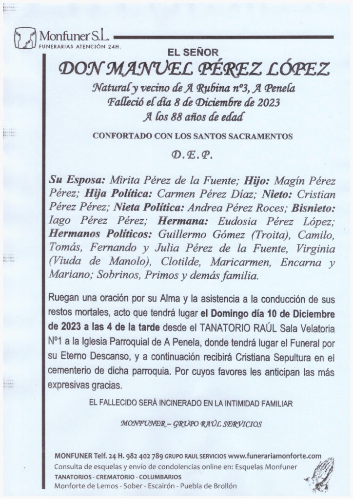 EL SEÑOR DON MANUEL PEREZ LOPEZ