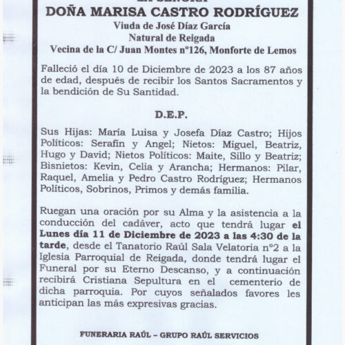 LA SEÑORA DOÑA MARISA CASTRO RODRIGUEZ