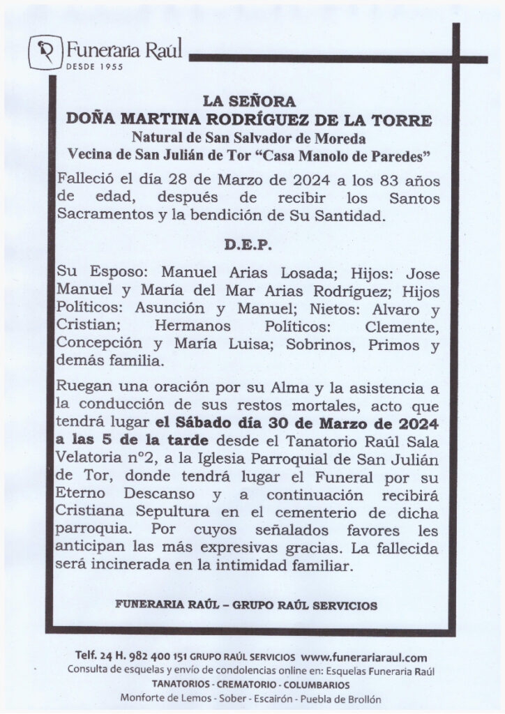 LA SEÑORA DOÑA MARTINA RODRIGUEZ DE LA TORRE