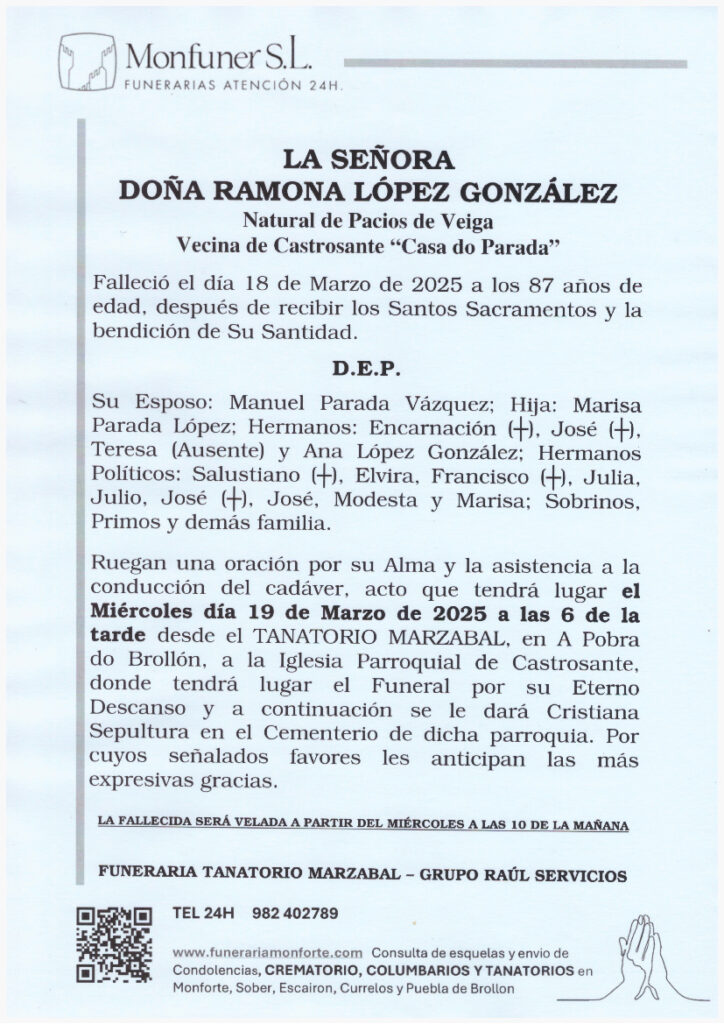 LA SEÑORA DOÑA RAMONA LÓPEZ GONZÁLEZ