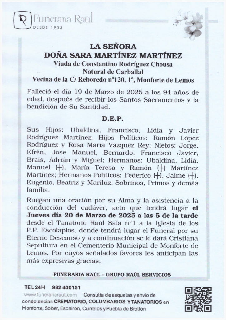 LA SEÑORA DOÑA SARA MARTINEZ MARTINEZ
