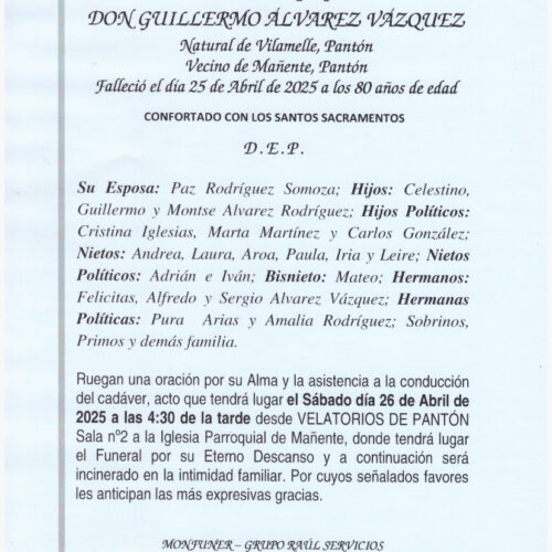 EL SEÑOR DON GUILLERMO ÁLVAREZ VÁZQUEZ