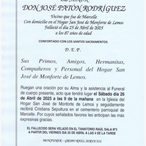 EL SEÑOR DON JOSÉ PATÓN RODRÍGUEZ