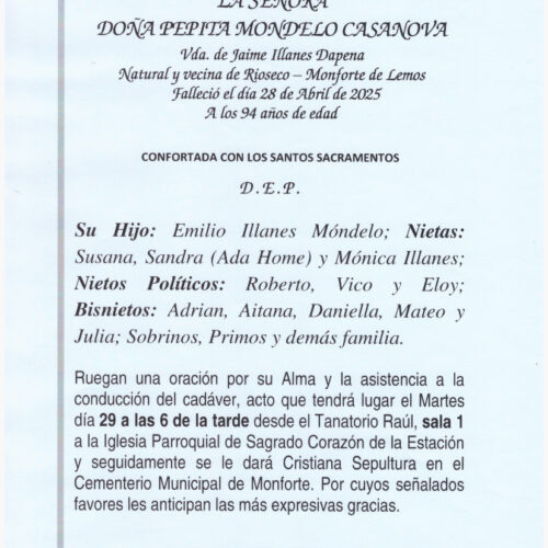 LA SEÑORA DOÑA PEPITA MONDELO CASANOVA