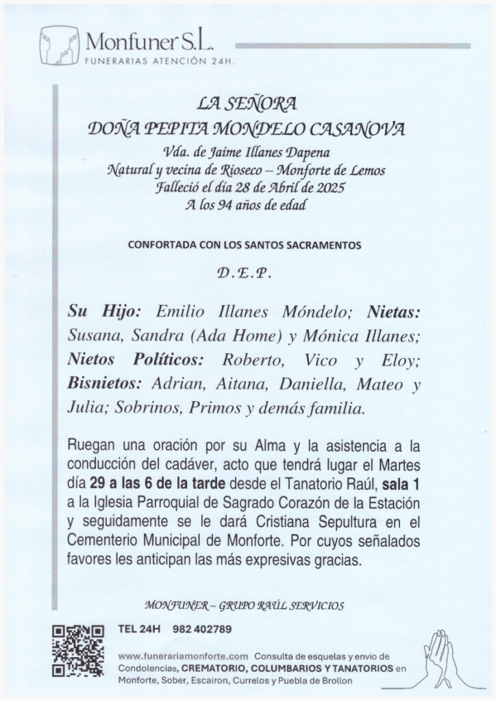 LA SEÑORA DOÑA PEPITA MONDELO CASANOVA