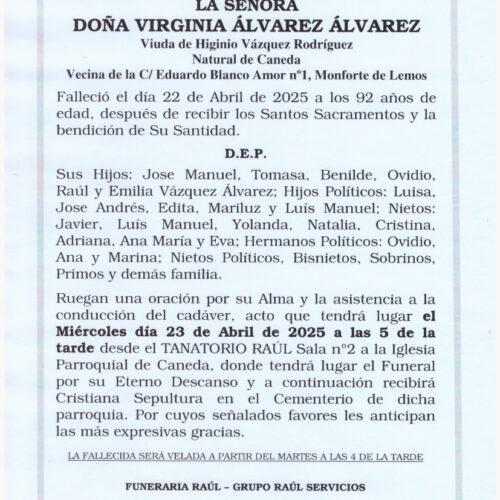 DOÑA VIRGINIA ÁLVAREZ ÁLVAREZ