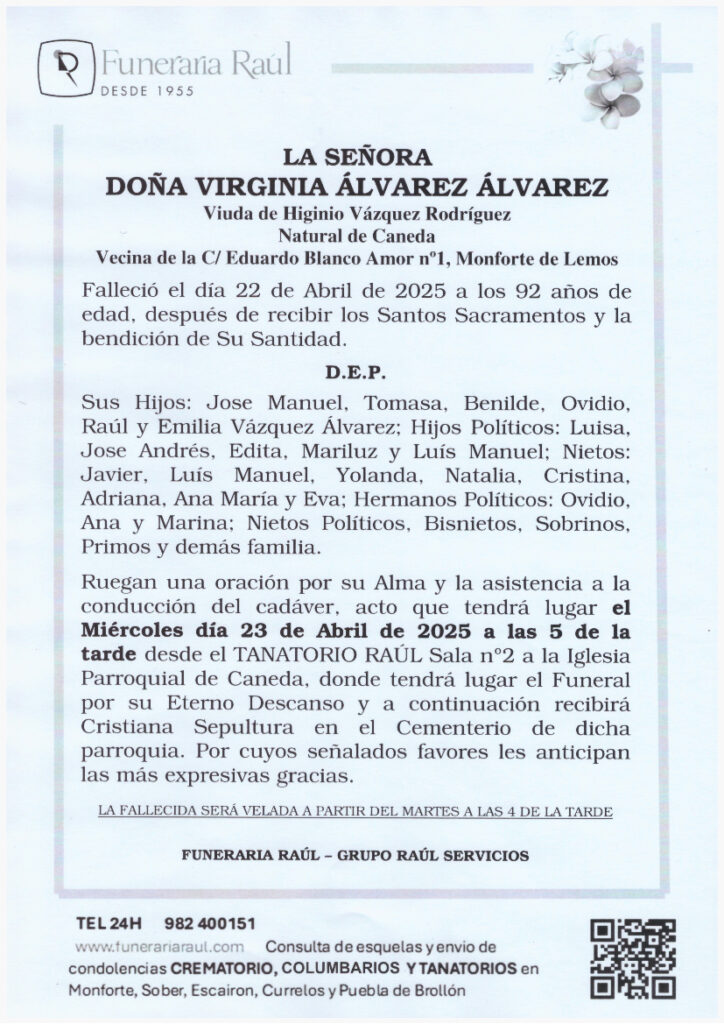 DOÑA VIRGINIA ÁLVAREZ ÁLVAREZ