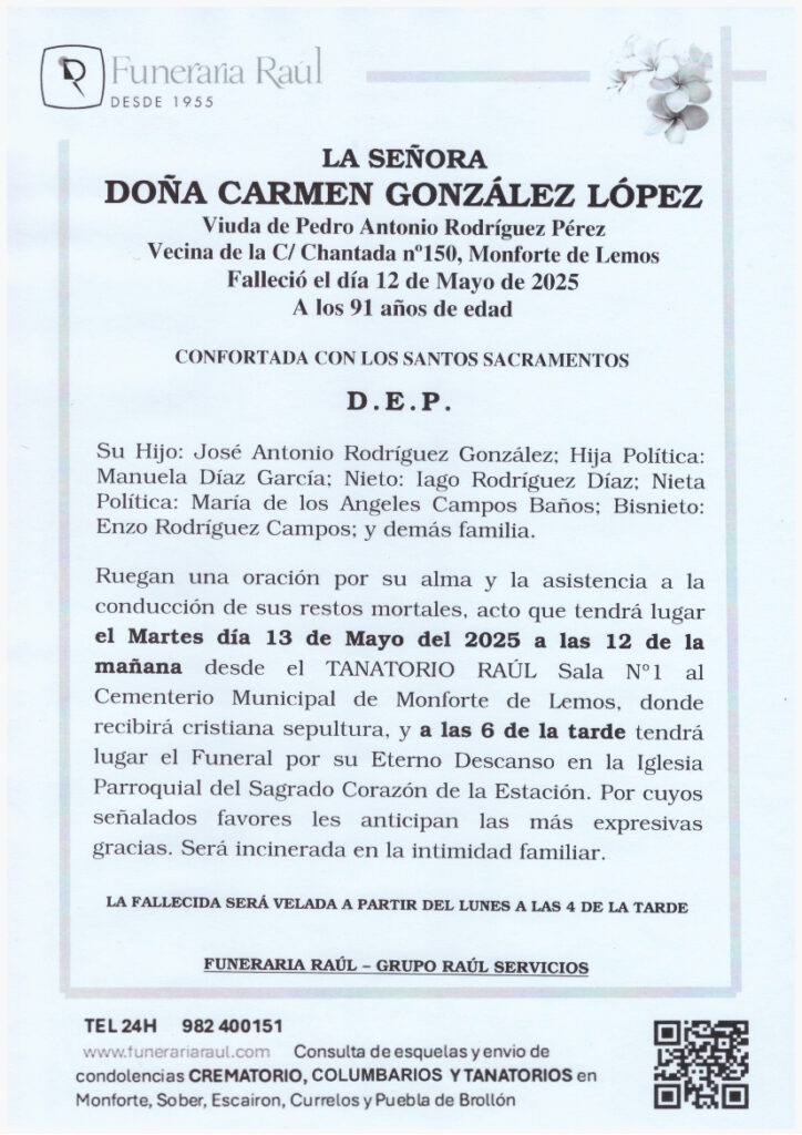 LA SEÑORA DOÑA CARMEN GONZÁLEZ LÓPEZ
