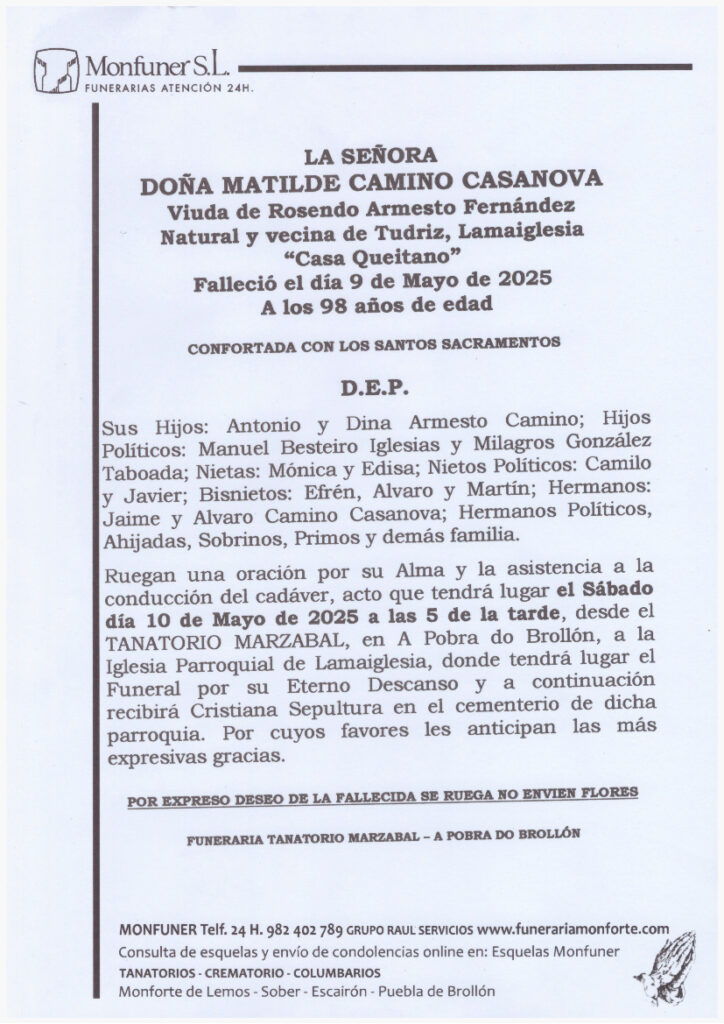 LA SEÑORA DOÑA MATILDE CAMINO CASANOVA