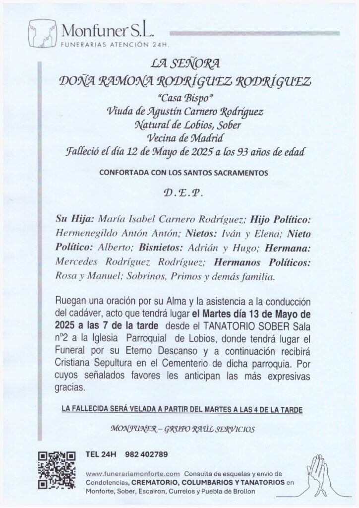 LA SEÑORA DOÑA RAMONA RODRIGUEZ RODRIGUEZ