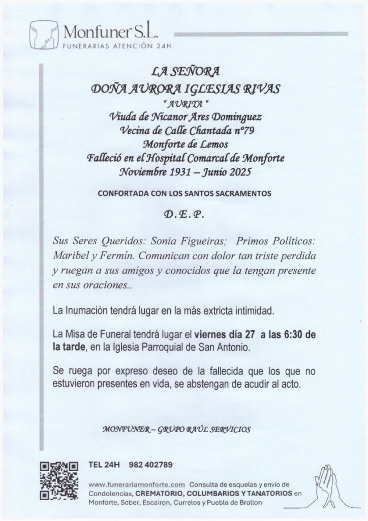 LA SEÑORA DOÑA AURORA IGLESIAS RIVAS