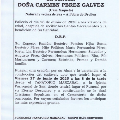 LA SEÑORA DOÑA CARMEN PEREZ GALVEZ