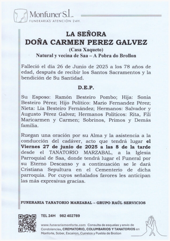 LA SEÑORA DOÑA CARMEN PEREZ GALVEZ