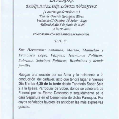 LA SEÑORA DOÑA AVELINA LOPEZ VAZQUEZ