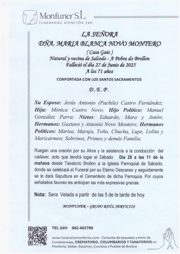 LA SEÑORA DOÑA BLANCA NOVO MONTERO