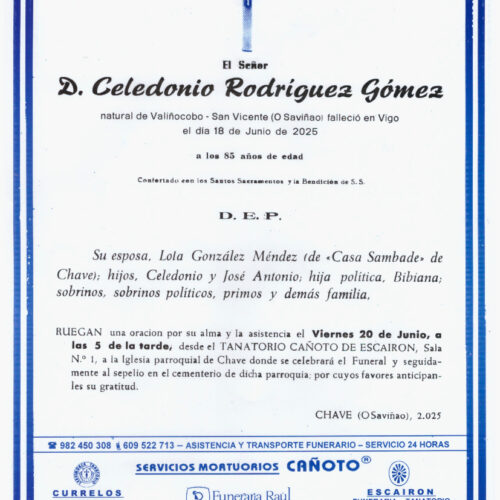 EL SEÑOR DON CELEDONIO RODRIGUEZ GOMEZ