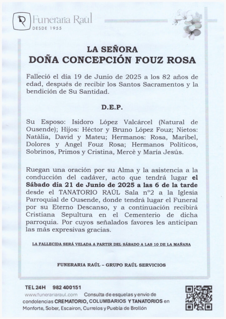 LA SEÑORA DOÑA CONCEPCION FOUZ ROSA