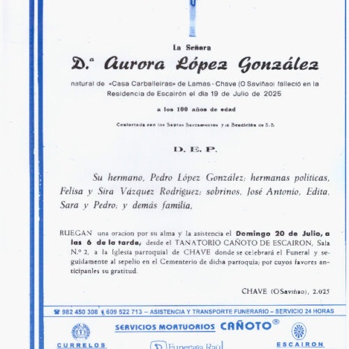 LA SEÑORA DOÑA AURORA LOPEZ GONZALEZ