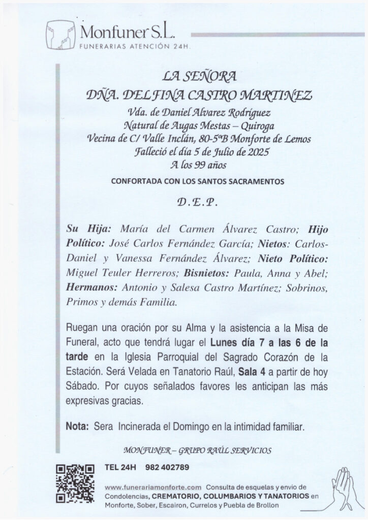 LA SEÑORA DOÑA DELFINA CASTRO MARTINEZ