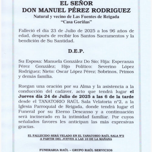EL SEÑOR DON MANUEL PEREZ RODRIGUEZ
