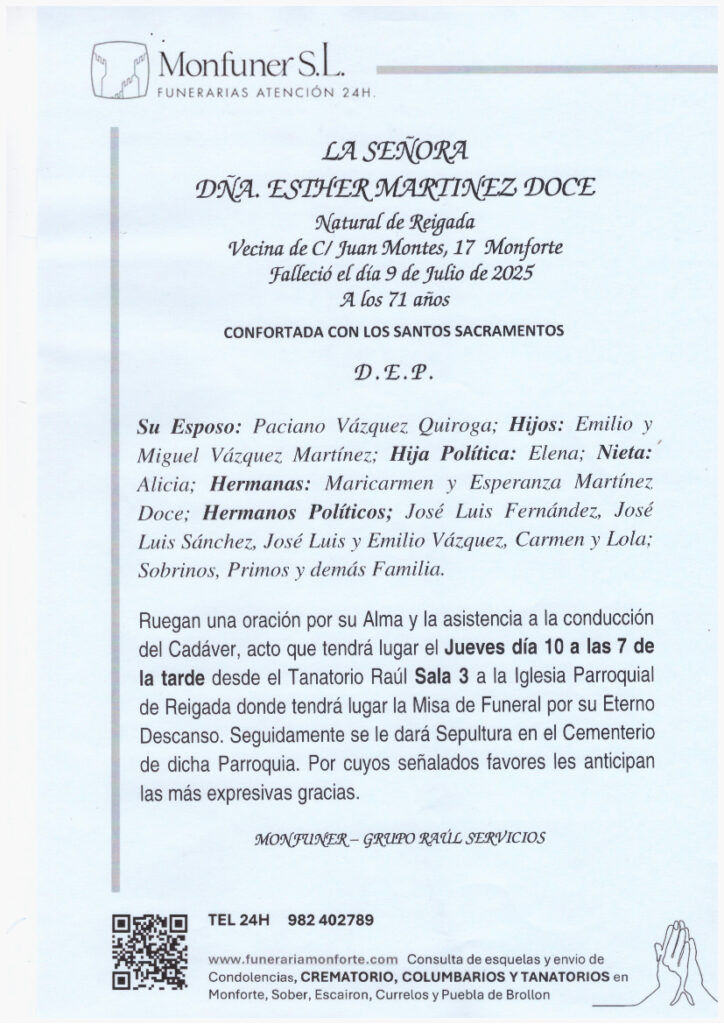 LA SEÑORA DOÑA ESTHER MARTINEZ DOCE