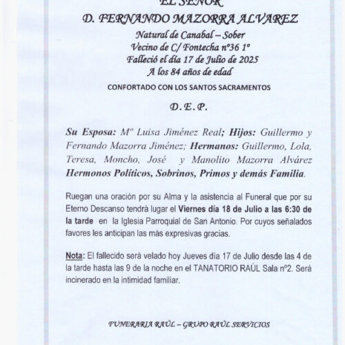 EL SEÑOR DON FERNANDO MAZORRA ALVAREZ