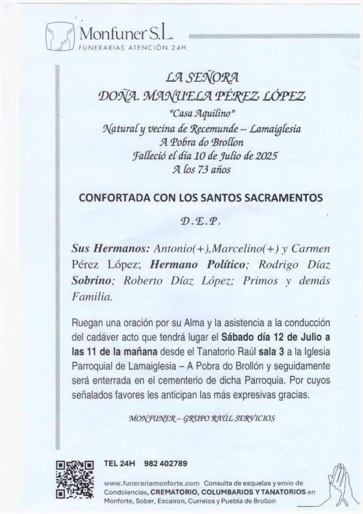 LA SEÑORA DOÑA MANUELA PEREZ LOPEZ
