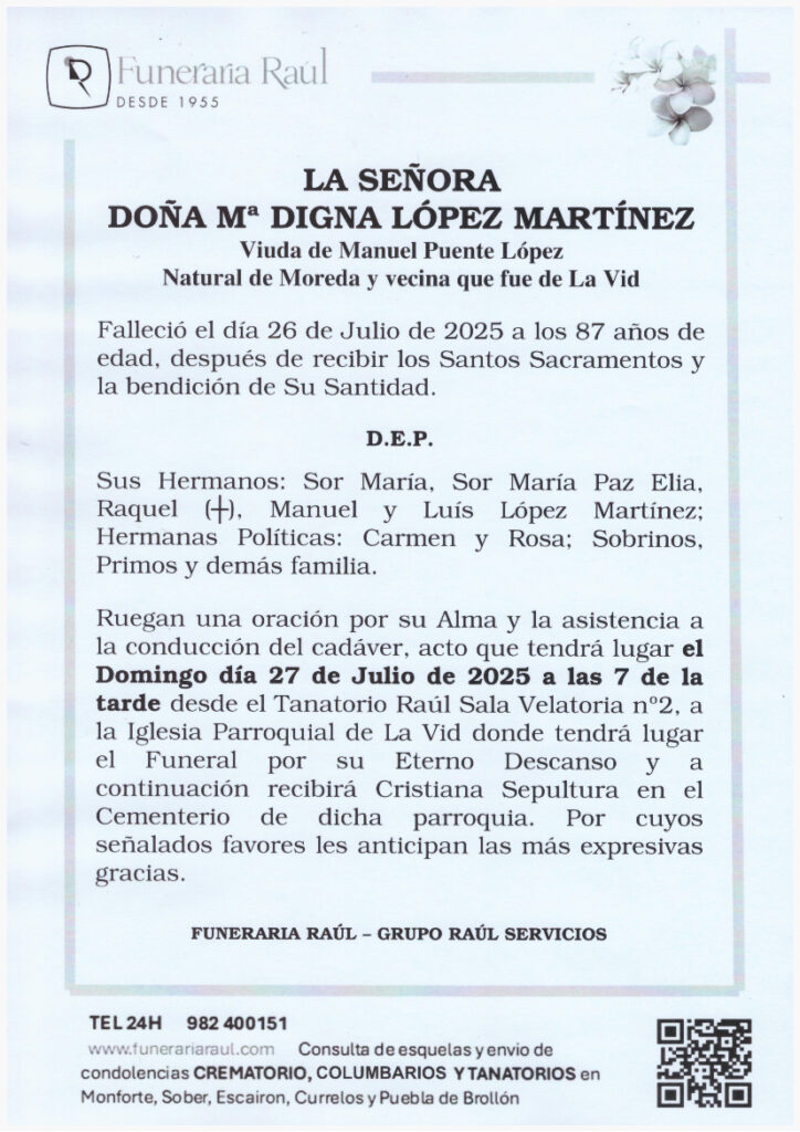 LA SEÑORA DOÑA MARIA DIGNA LOPEZ MARTINEZ
