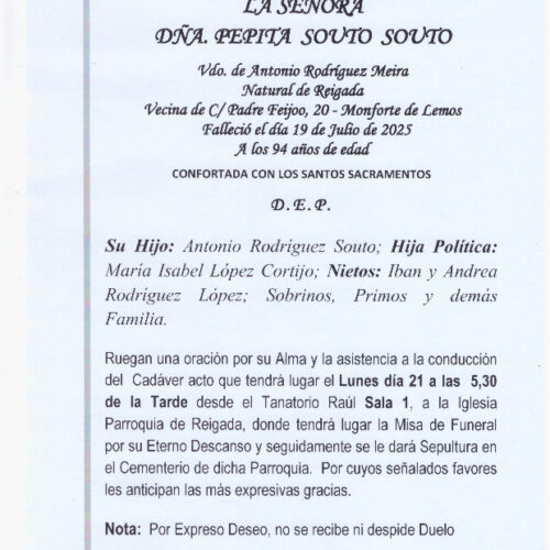 LA SEÑORA DOÑA PEPITA SOUTO SOUTO