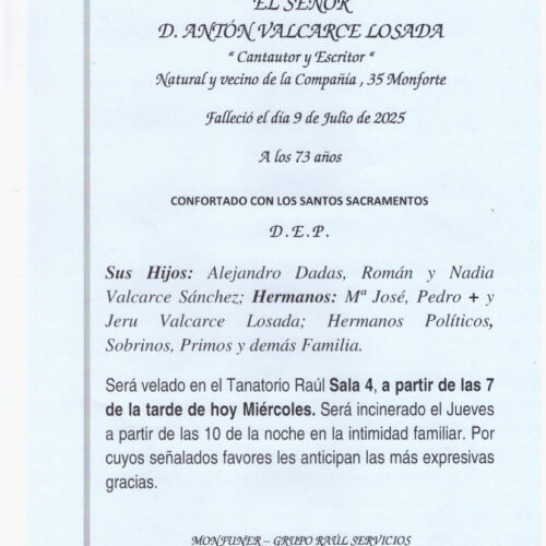 EL SEÑOR DON ANTÓN VALCARCE LOSADA