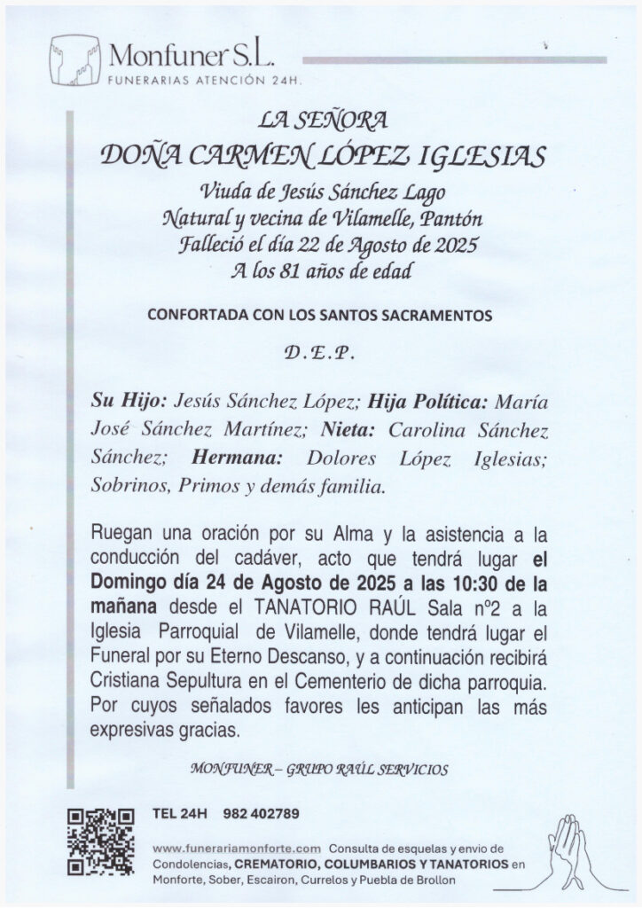 LA SEÑORA DOÑA CARMEN LÓPEZ IGLESIAS