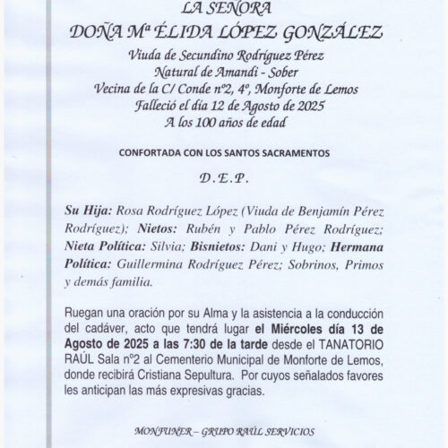 LA SEÑORA DOÑA ÉLIDA LÓPEZ GONZÁLEZ