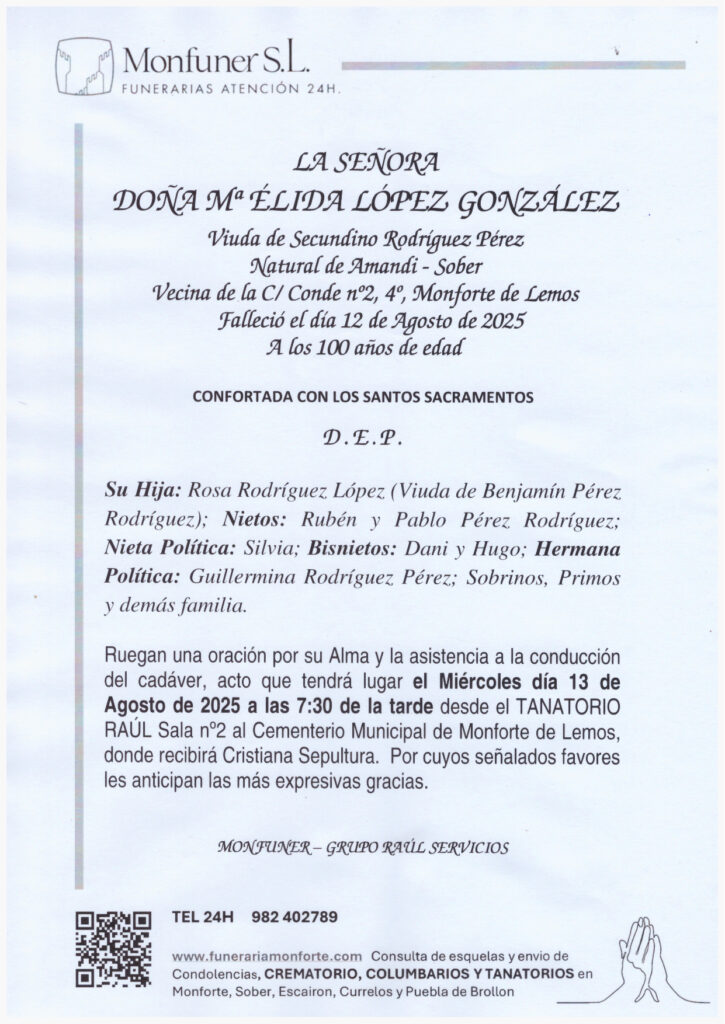 LA SEÑORA DOÑA ÉLIDA LÓPEZ GONZÁLEZ