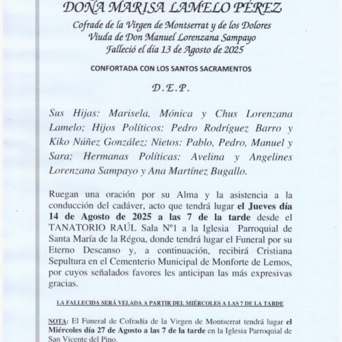 LA SEÑORA DOÑA MARISA LAMELO PEREZ