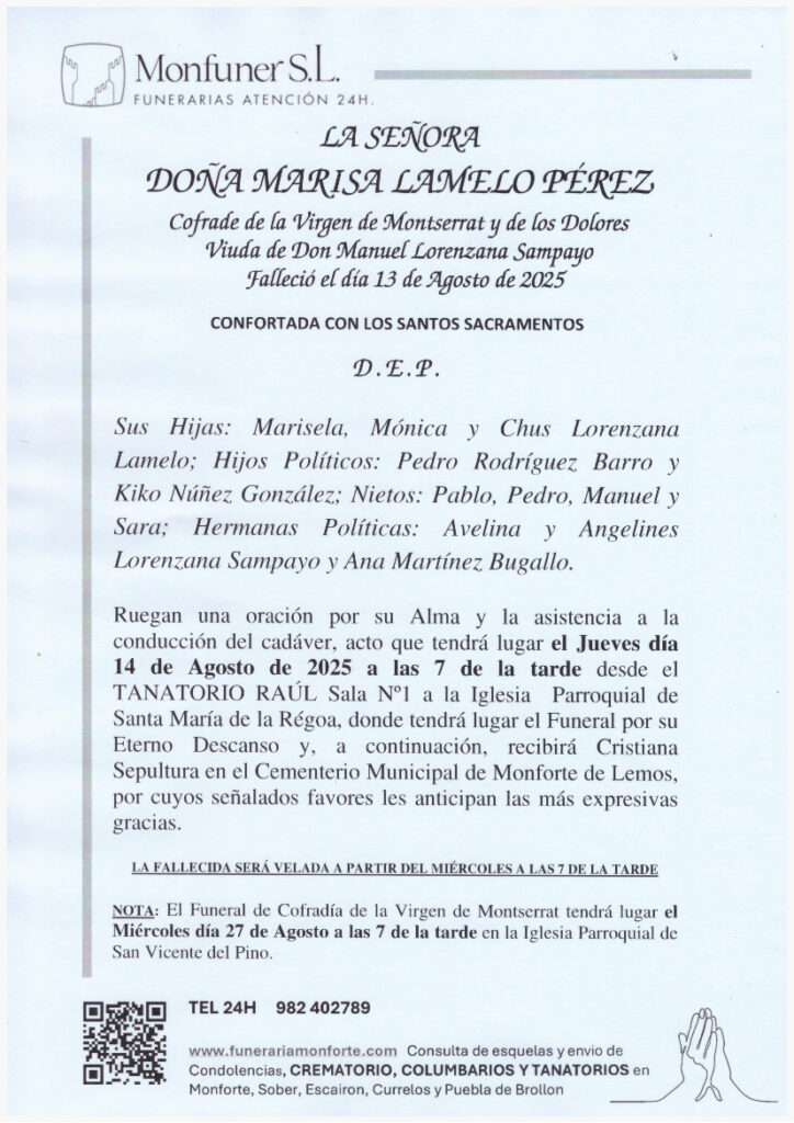 LA SEÑORA DOÑA MARISA LAMELO PEREZ