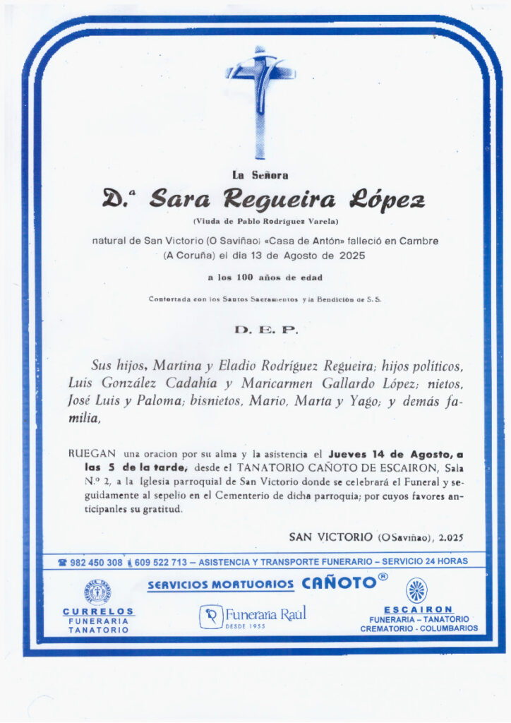 LA SEÑORA DOÑA SARA REGUEIRA LOPEZ