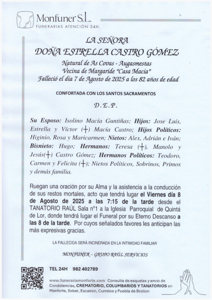 LA SEÑORA DOÑA ESTRELLA CASTRO GOMEZ